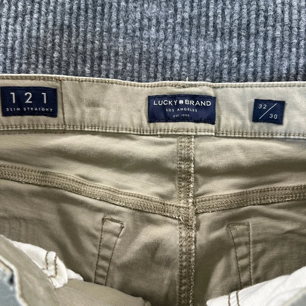 Lucky Brand Mens 121 Slim Straight Pants 32x30 Tan Stretch Cotton